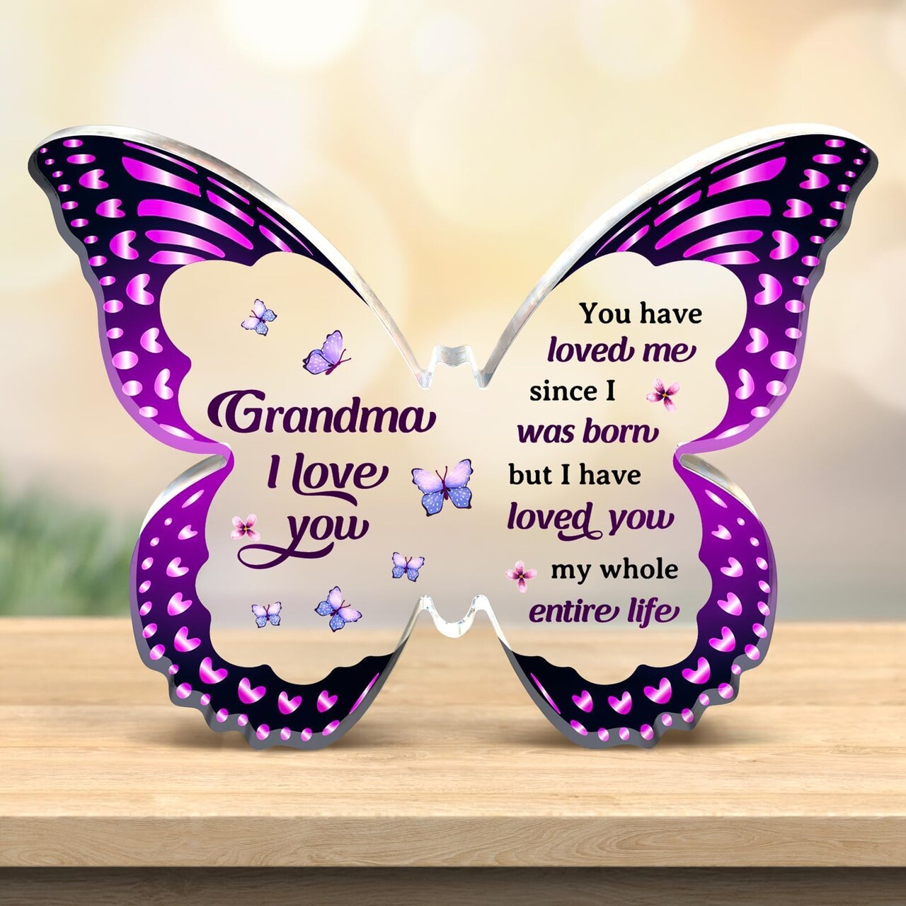Grandma Gifts, Gifts for Grandma from Grandkids - Butterfly Acrylic Decorations - Birthday Valentines Mothers Day Prensent for Grandmother from Grandkids